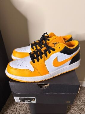 Nike Air Jordan 1 Low Taxi’s — White/Yellow/Black Men’s Sneakers